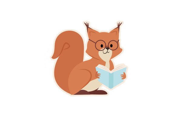 A Squirrel with Glasses Reading a Book, Sticker