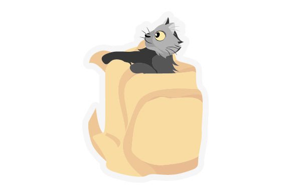 Cute Cat Hiding in Bag Sticker Review