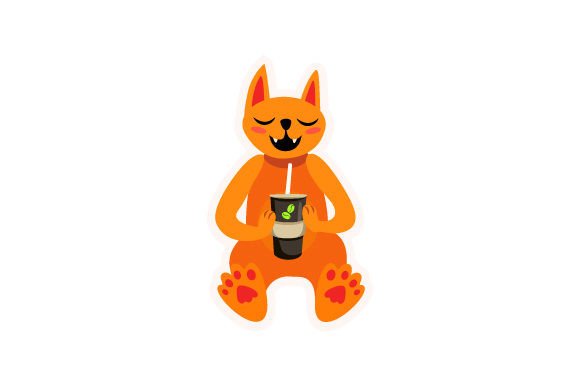 Kawaii Cat Drinking Coffee Sticker Review