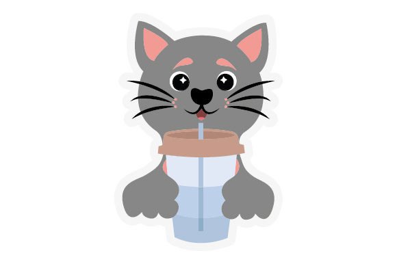 Kawaii Cat Drinking Smoothie Sticker Review